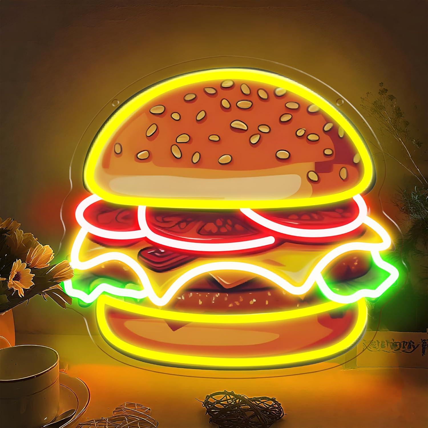Lighting Decoration Ideas - Letrero Luminoso LED de Hamburguesa, Luz