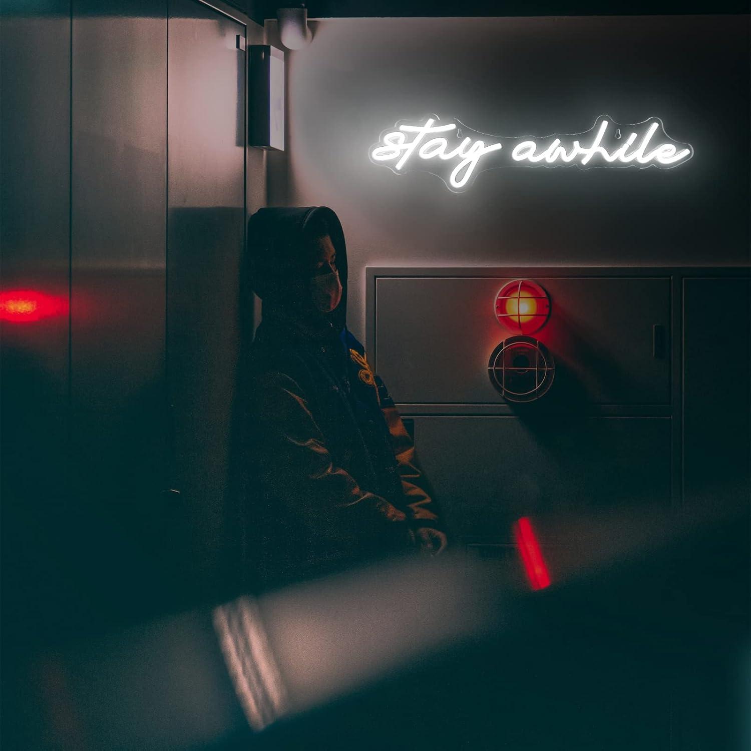 Letreros de Neón 'Stay Awhile' - Lighting Decoration For Home reseña y precio