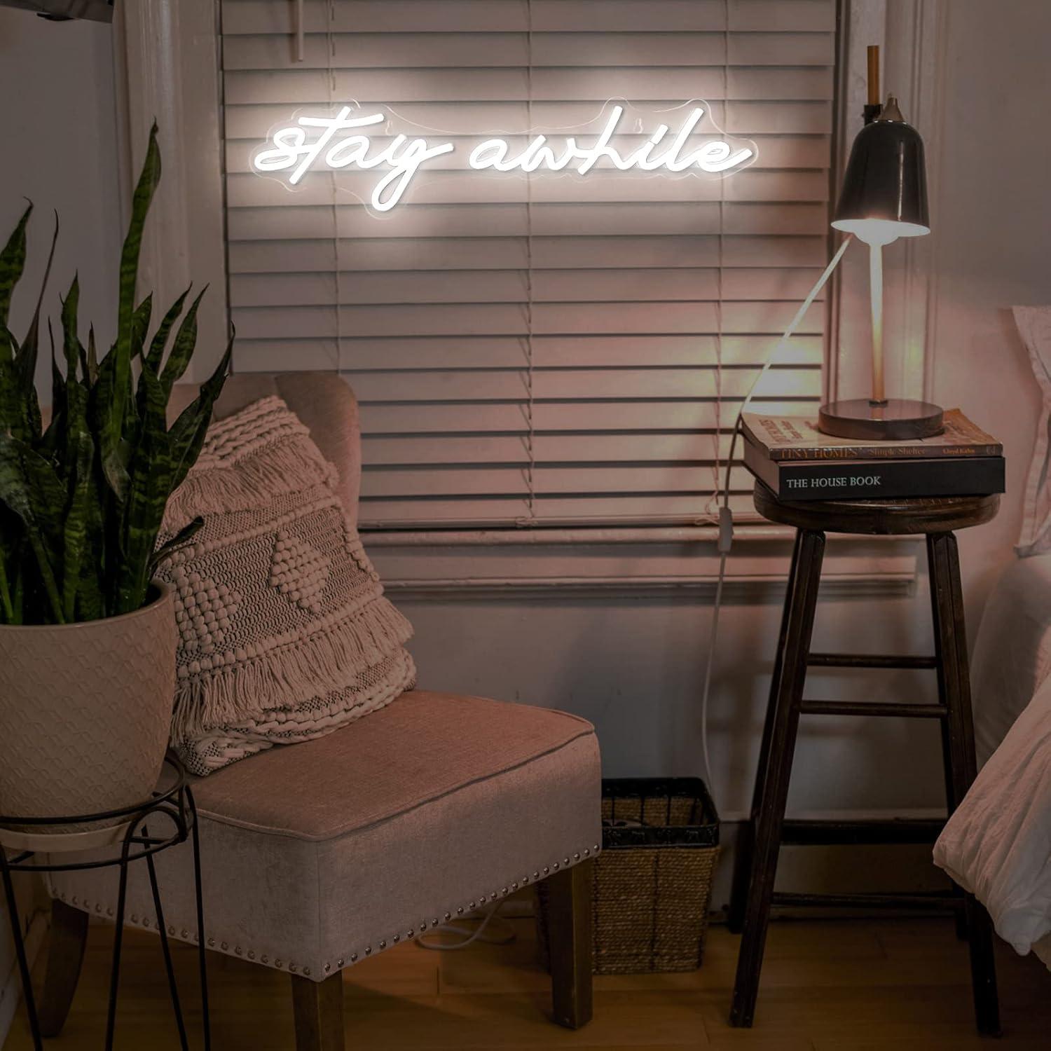 Letreros de Neón 'Stay Awhile' - Lighting Decoration For Home reseña y precio